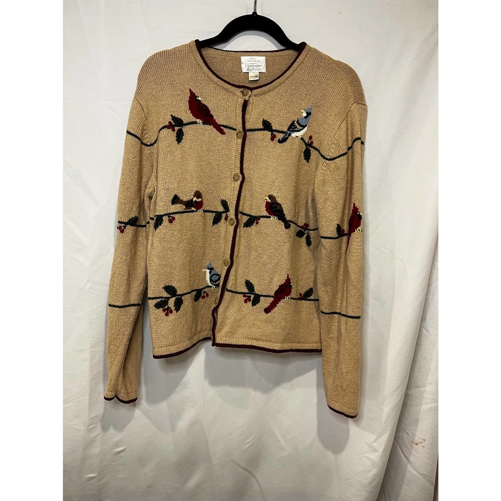 Christopher & Banks Hand Embroidered Bird Cardigan